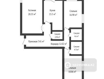 115 м², 3-комнатная квартира, этаж 13 из 16, 115 м², изображение - 13