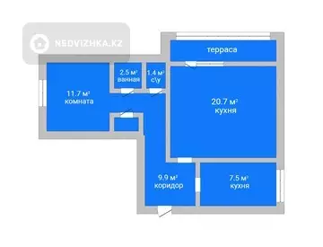 2-комнатная квартира, этаж 3 из 5, 55 м²