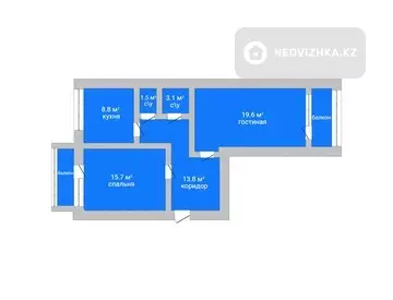 65.7 м², 2-комнатная квартира, этаж 3 из 4, 66 м², изображение - 9