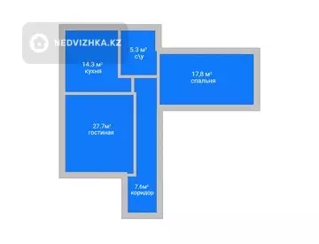 2-комнатная квартира, этаж 4 из 4, 73 м²