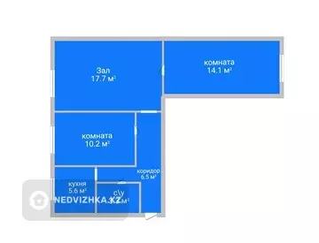 3-комнатная квартира, этаж 2 из 2, 60 м²