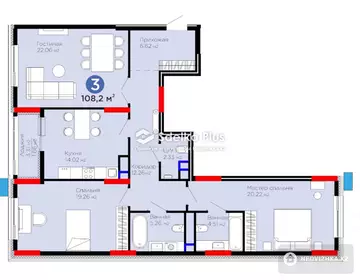 109 м², 3-комнатная квартира, этаж 7 из 9, 109 м², изображение - 4