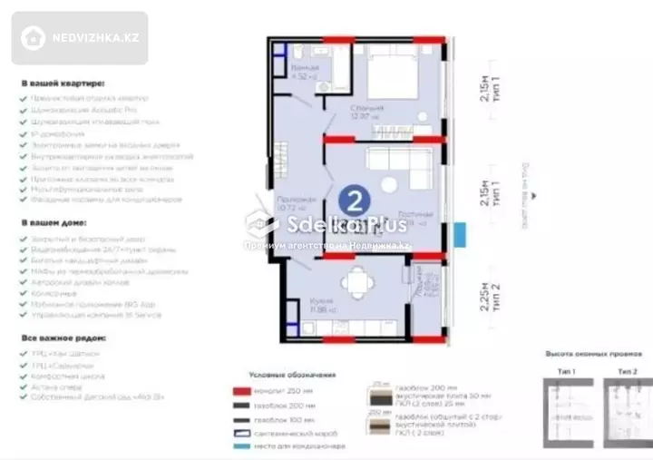 59 м², 2-комнатная квартира, этаж 11 из 12, 59 м², изображение - 1