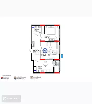 59 м², 2-комнатная квартира, этаж 11 из 12, 59 м², изображение - 5