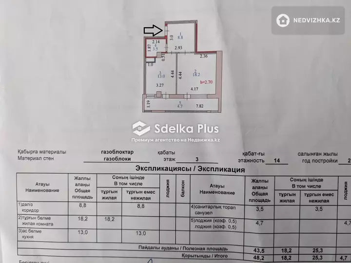 48 м², 1-комнатная квартира, этаж 3 из 14, 48 м², изображение - 1