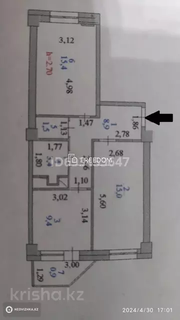 54 м², 2-комнатная квартира, этаж 4 из 13, 54 м², изображение - 12