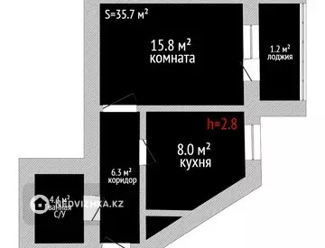 35.7 м², 1-комнатная квартира, этаж 5 из 6, 36 м², изображение - 8