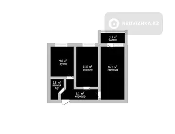 2-комнатная квартира, этаж 7 из 9, 46 м²