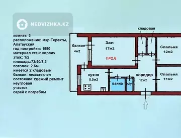 73 м², 3-комнатная квартира, этаж 1 из 2, 73 м², изображение - 11