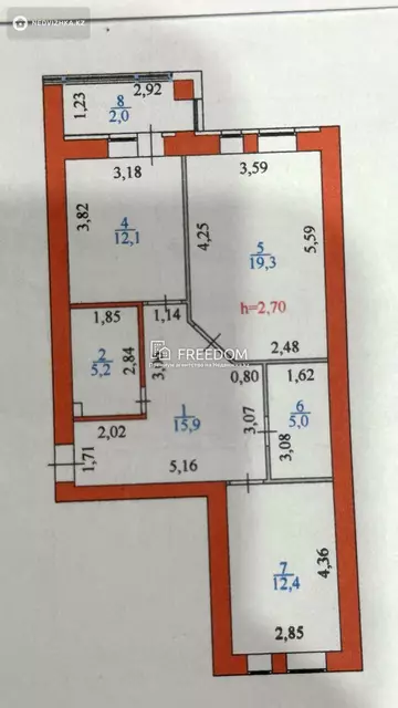 72 м², 2-комнатная квартира, этаж 7 из 9, 72 м², изображение - 21