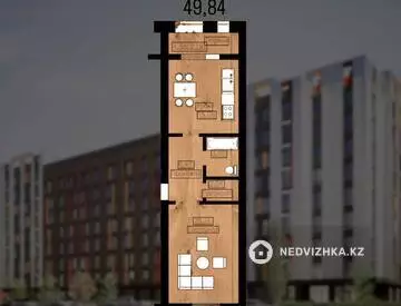 50 м², 1-комнатная квартира, этаж 5 из 5, 50 м², изображение - 0