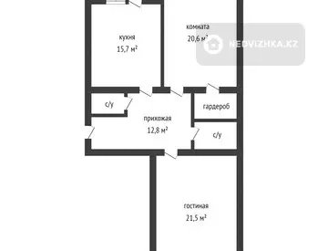 79.4 м², 2-комнатная квартира, этаж 1 из 5, 79 м², изображение - 1