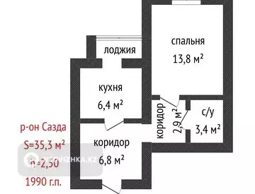 1-комнатная квартира, этаж 5 из 9, 35 м²