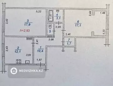 63.5 м², 2-комнатная квартира, этаж 3 из 5, 64 м², изображение - 12