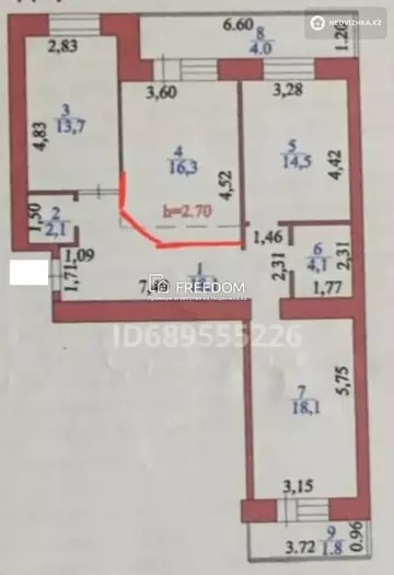 92.7 м², 3-комнатная квартира, этаж 11 из 13, 93 м², изображение - 1