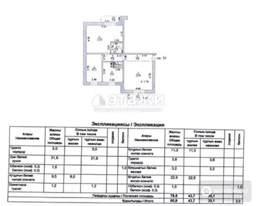 3-комнатная квартира, этаж 5 из 9, 80 м²