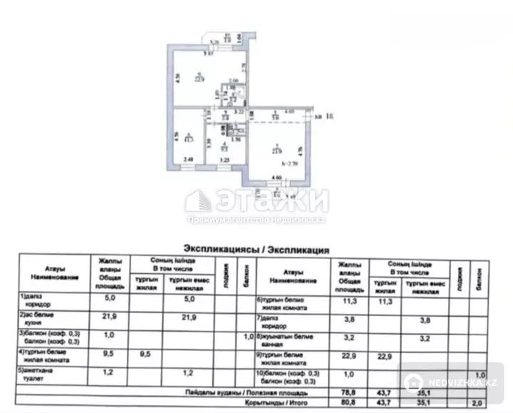 80 м², 3-комнатная квартира, этаж 5 из 9, 80 м², изображение - 1