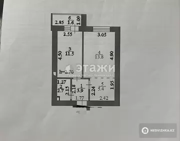 1-комнатная квартира, этаж 6 из 12, 42 м²