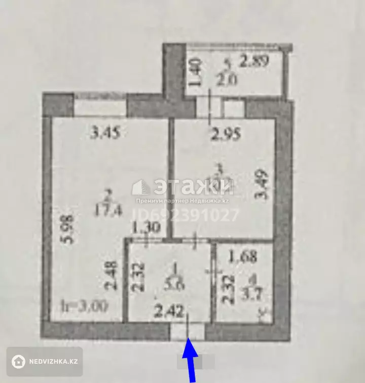 39 м², 1-комнатная квартира, этаж 7 из 12, 39 м², изображение - 1