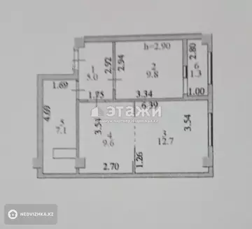 46.5 м², 2-комнатная квартира, этаж 6 из 10, 46 м², изображение - 11