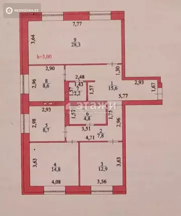 4-комнатная квартира, этаж 2 из 10, 104 м²