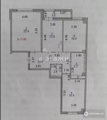 87.4 м², 3-комнатная квартира, этаж 9 из 9, 87 м², изображение - 8