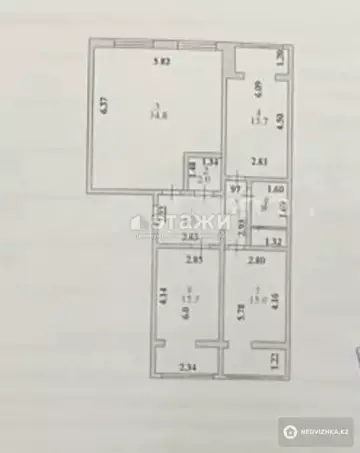 3-комнатная квартира, этаж 1 из 5, 96 м²