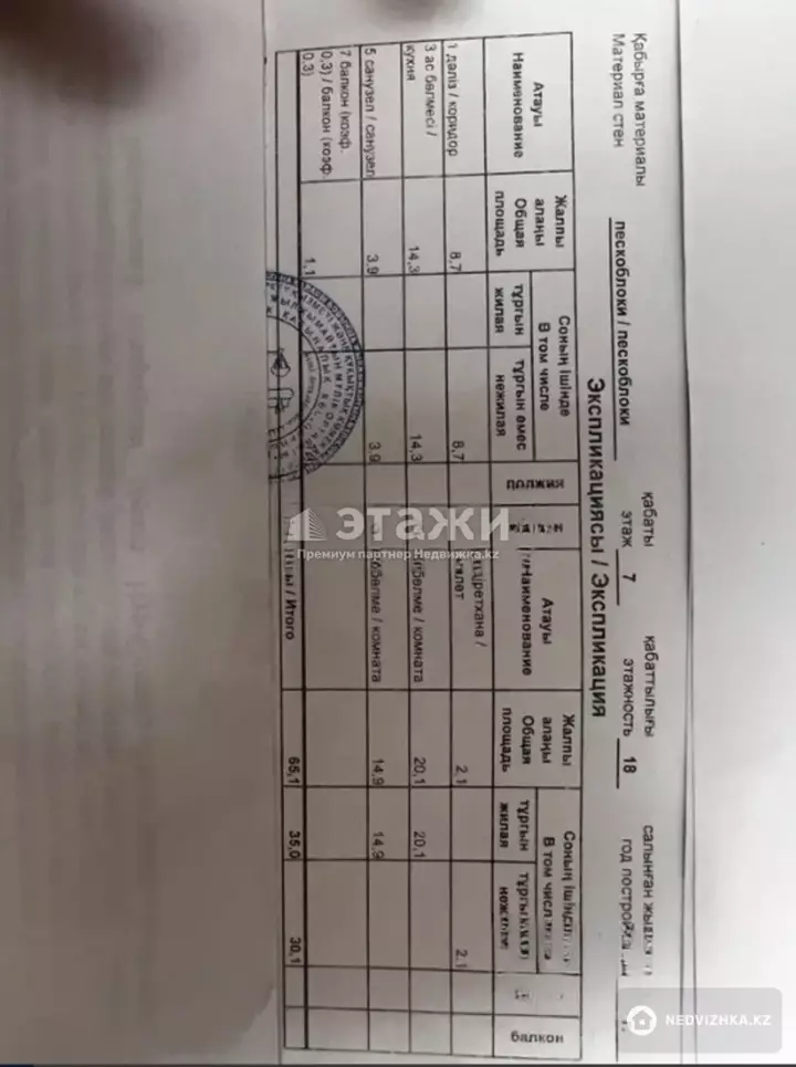65.1 м², 2-комнатная квартира, этаж 7 из 18, 65 м², изображение - 1