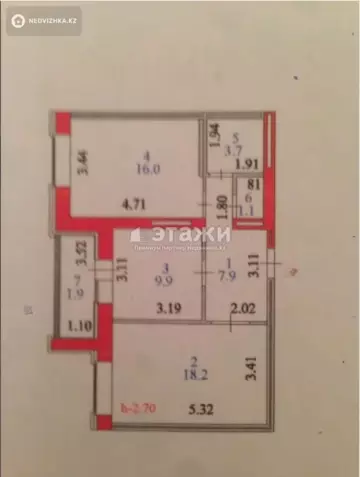 58.7 м², 2-комнатная квартира, этаж 3 из 7, 59 м², изображение - 7