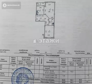 64.8 м², 2-комнатная квартира, этаж 13 из 16, 65 м², изображение - 8