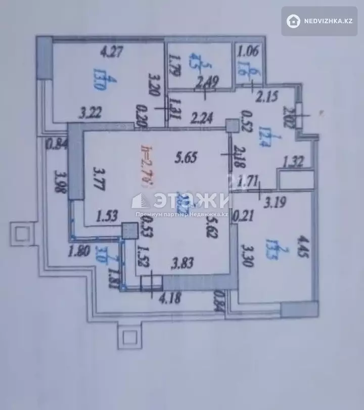 76.2 м², 2-комнатная квартира, этаж 21 из 21, 76 м², изображение - 1