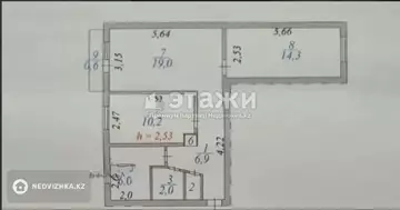 3-комнатная квартира, этаж 2 из 5, 60 м²