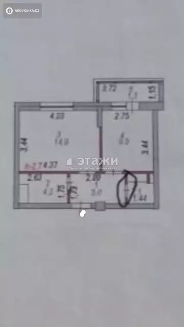 37 м², 1-комнатная квартира, этаж 4 из 14, 37 м², изображение - 5