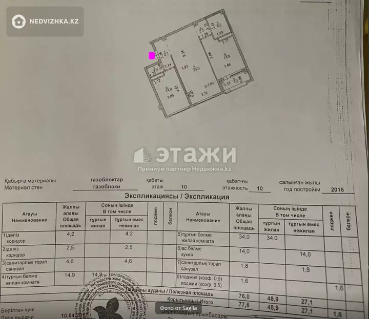 78 м², 2-комнатная квартира, этаж 10 из 10, 78 м², изображение - 1
