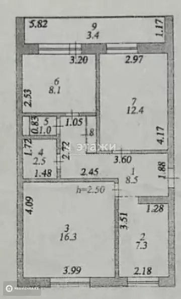 60.2 м², 3-комнатная квартира, этаж 5 из 5, 60 м², изображение - 4