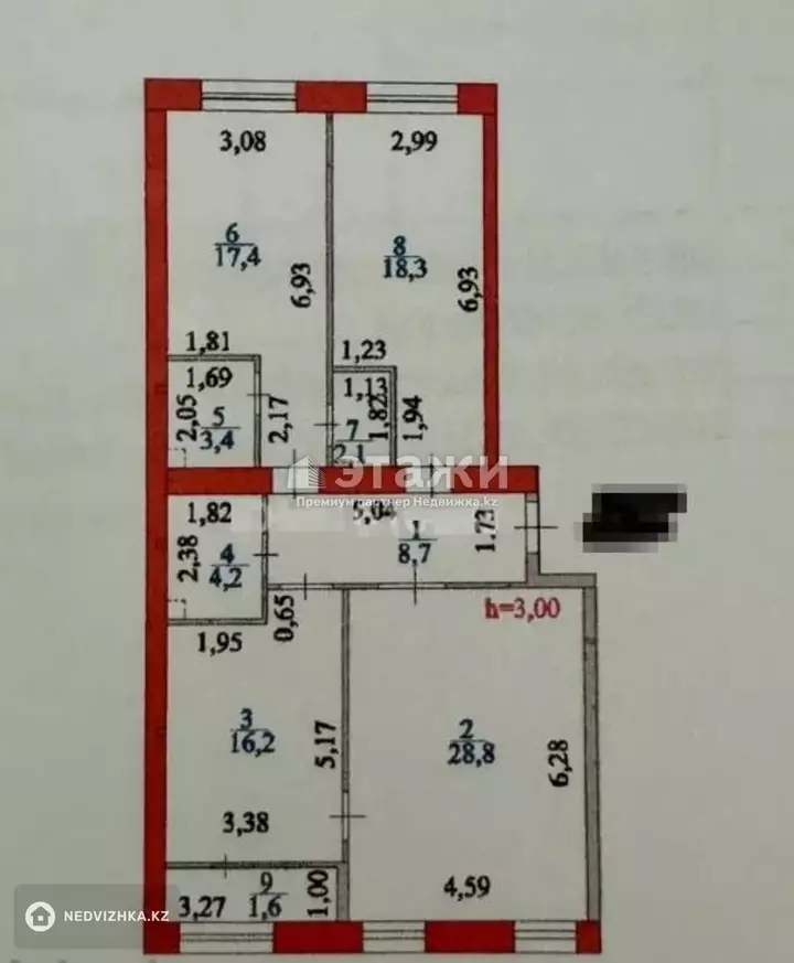 101 м², 3-комнатная квартира, этаж 9 из 12, 101 м², изображение - 1