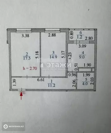 56.6 м², 2-комнатная квартира, этаж 3 из 9, 57 м², изображение - 5