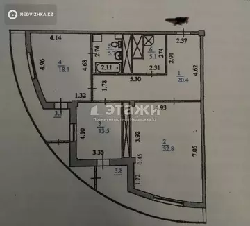 2-комнатная квартира, этаж 14 из 20, 103 м²