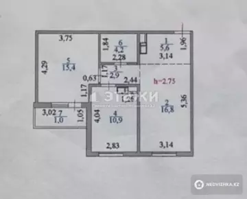 2-комнатная квартира, этаж 5 из 12, 57 м²