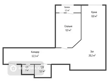 56 м², 2-комнатная квартира, этаж 5 из 9, 56 м², изображение - 11