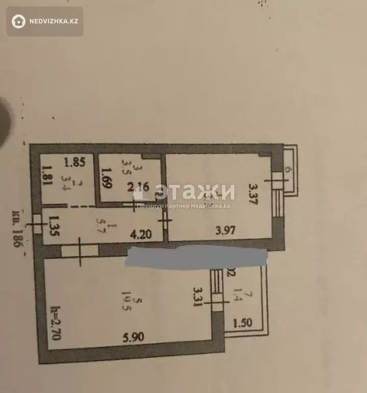 47 м², 1-комнатная квартира, этаж 7 из 9, 47 м², изображение - 1
