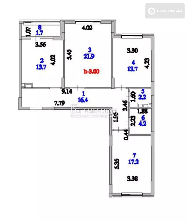 91 м², 3-комнатная квартира, этаж 4 из 9, 91 м², изображение - 1