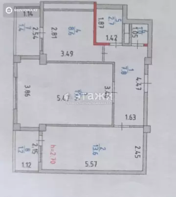 56 м², 2-комнатная квартира, этаж 4 из 12, 56 м², изображение - 2