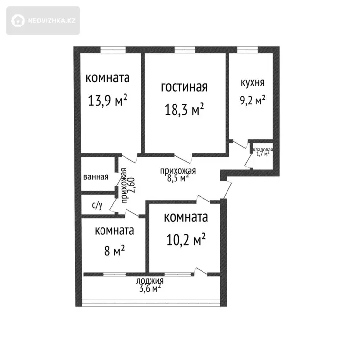 80 м², 4-комнатная квартира, этаж 4 из 6, 80 м², изображение - 1