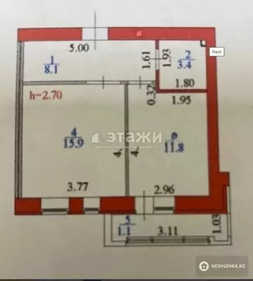 40.3 м², 1-комнатная квартира, этаж 2 из 9, 40 м², изображение - 11