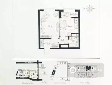 2-комнатная квартира, этаж 3 из 16, 42 м²