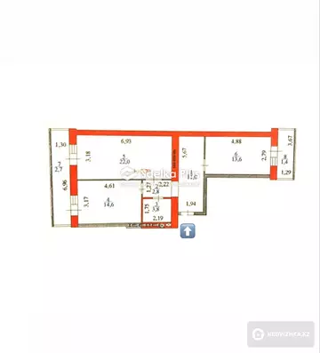 3-комнатная квартира, этаж 3 из 6, 71 м²