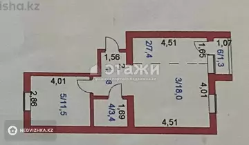 46.4 м², 2-комнатная квартира, этаж 5 из 5, 46 м², изображение - 9