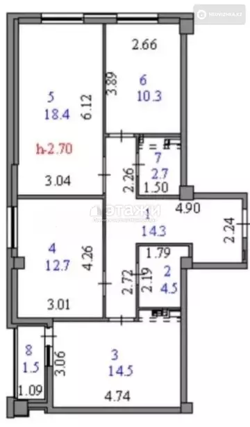 3-комнатная квартира, этаж 7 из 10, 79 м²