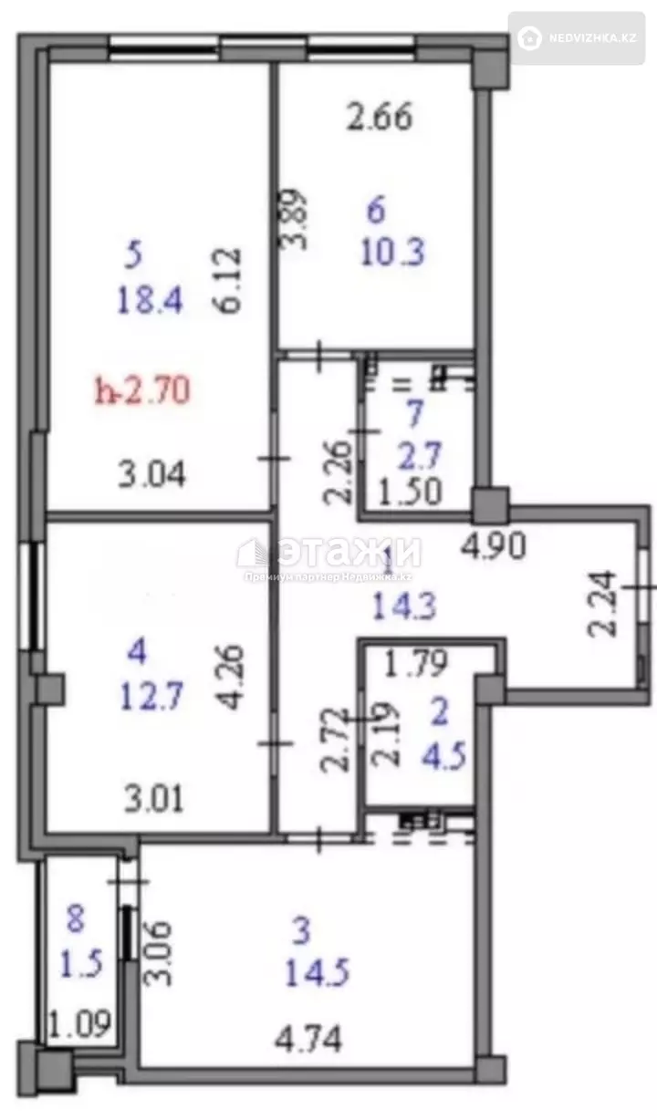 78.9 м², 3-комнатная квартира, этаж 7 из 10, 79 м², изображение - 1